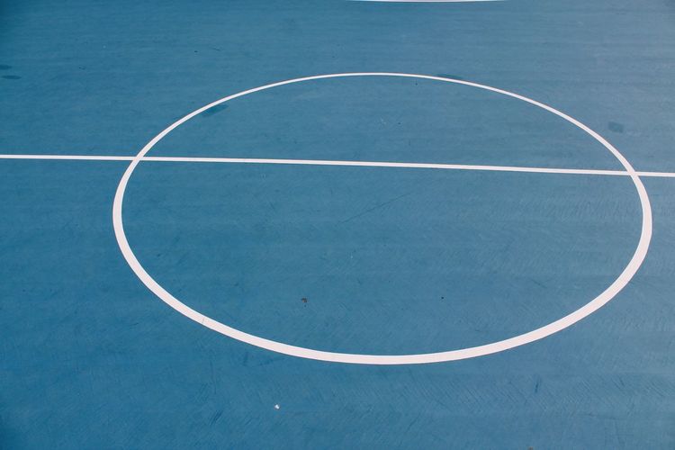 High angle view of basketball court