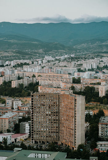 High angle view of townscape against sky