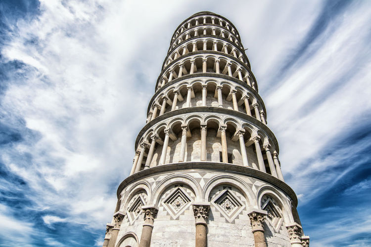 Low angle view of leaning tower of pisa