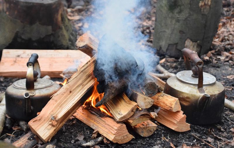 High angle view of firewood