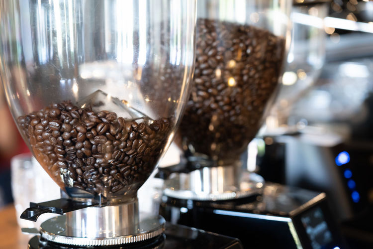 Close-up of coffee beans in cafe