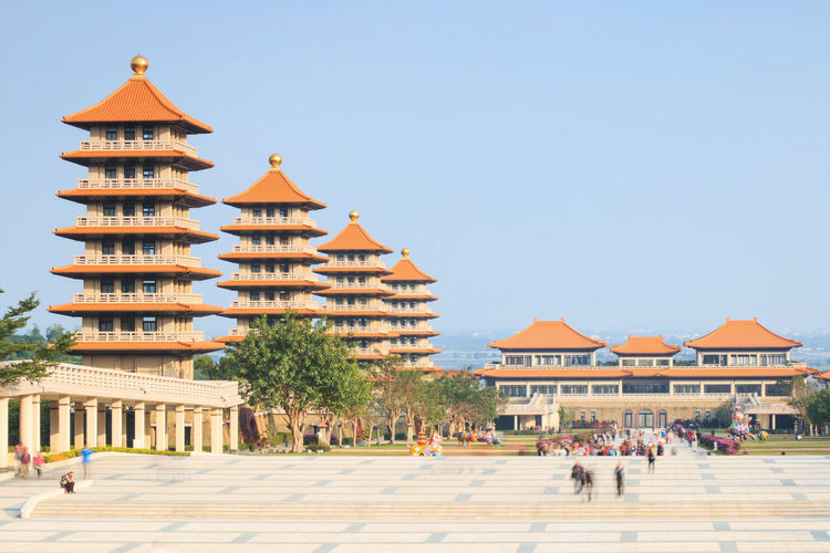 View of fo guang shan against clear sky