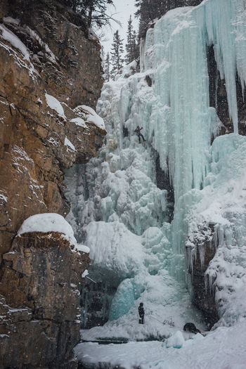 Frozen waterfall on land