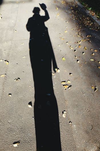 Shadow of people on road