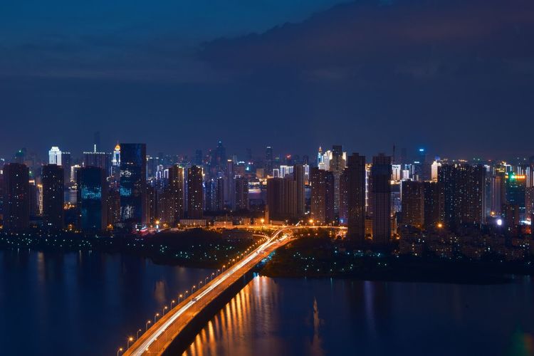 Illuminated city at night