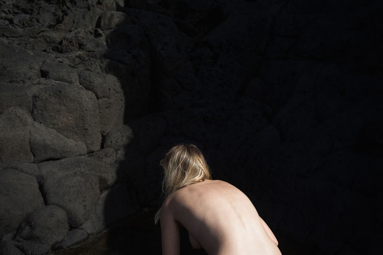 Volcano Blonde Dark Linas Was Here Woman Black Coast Female Girl Model Nude_model Rocks Shore Tenerife