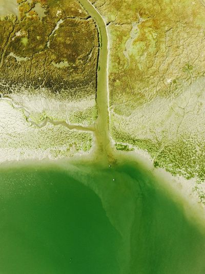 Aerial view of planet seen from airplane window