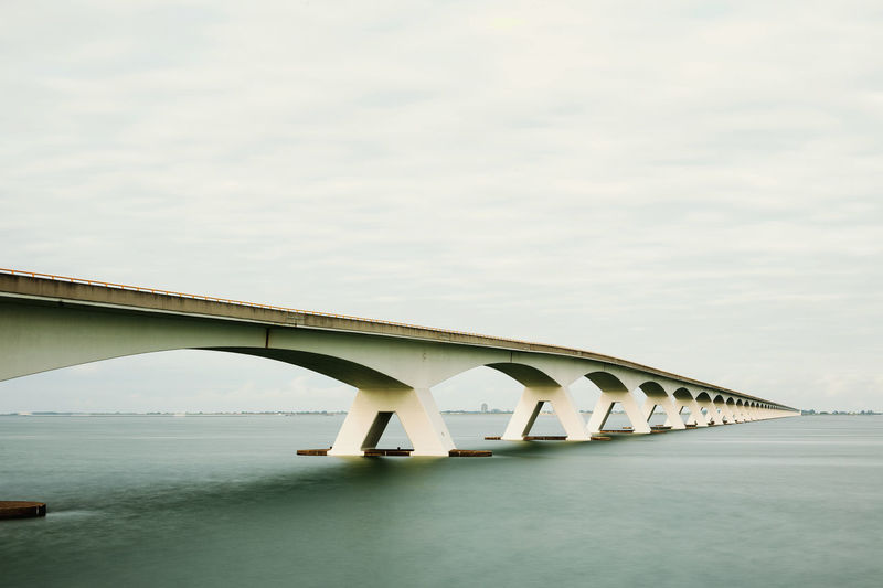 Panoramic view of the zeeland bridge on the eastern scheldt, netherlands.