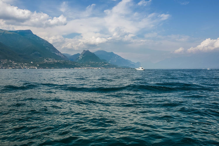 Scenic view of sea against sky at lake garda italy