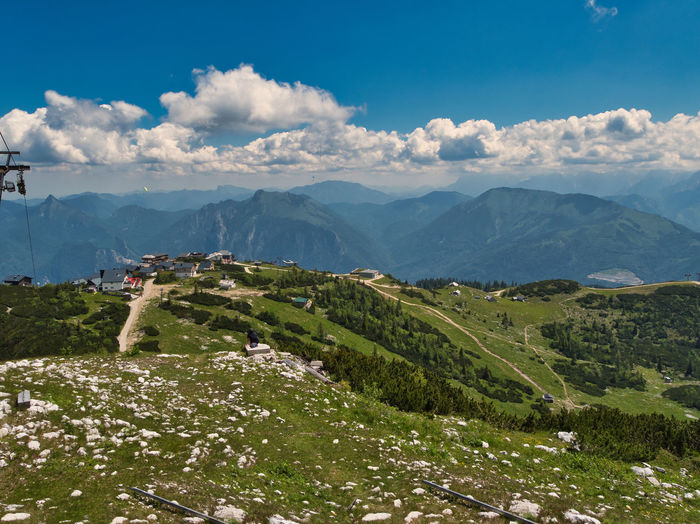 Scenic view of mountains against sky