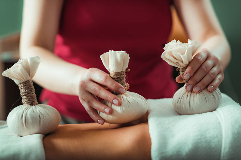 Kizhi massage or herbal bolus bags ayurveda massage