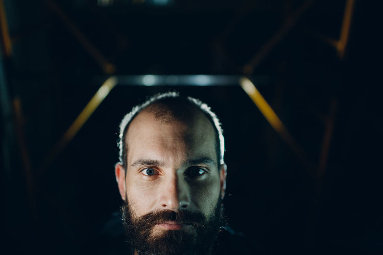Close-up portrait of bearded man