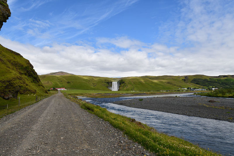 Empty road along countryside landscape