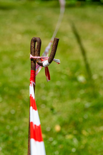Red and white temporary perimeter tape