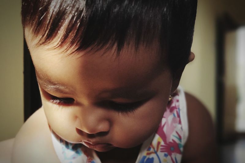 Close-up portrait of cute baby boy