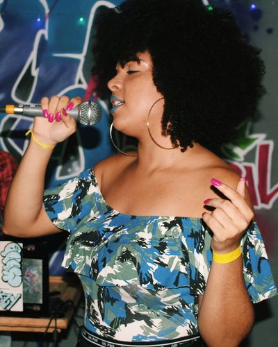 Black girl singing