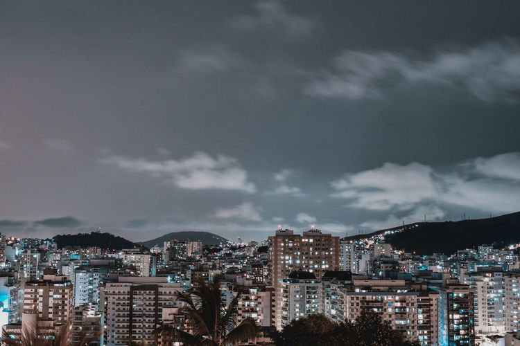 Long exposure urban night photography with buildings and lights of a brazilian city