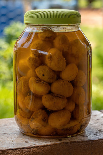 Close-up of food in jars