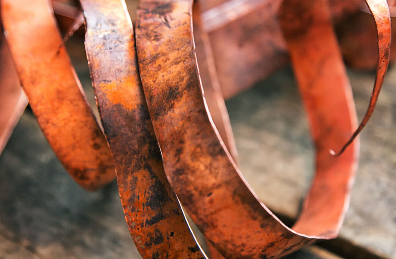 Close-up of rusty copper  metal