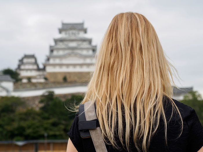 Rear view of woman