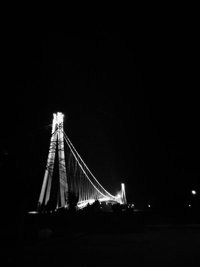 Suspension bridge at night