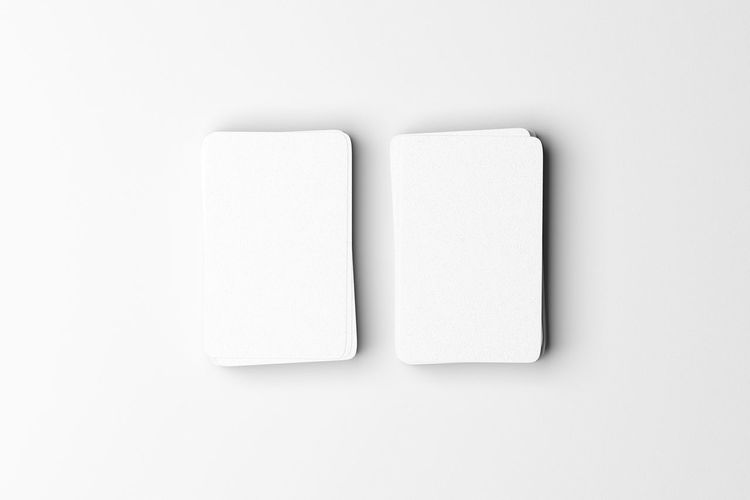 High angle view of adhesive note on white background