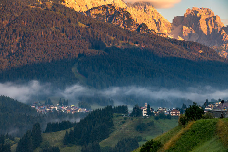 Sunrise in the dolomites at candide, veneto, italy on august 10, 2020
