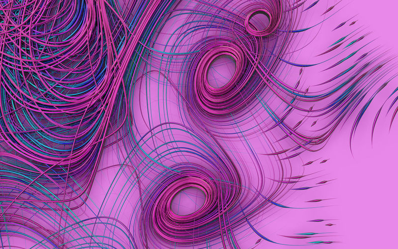 Close-up high angle view of strings over pink background