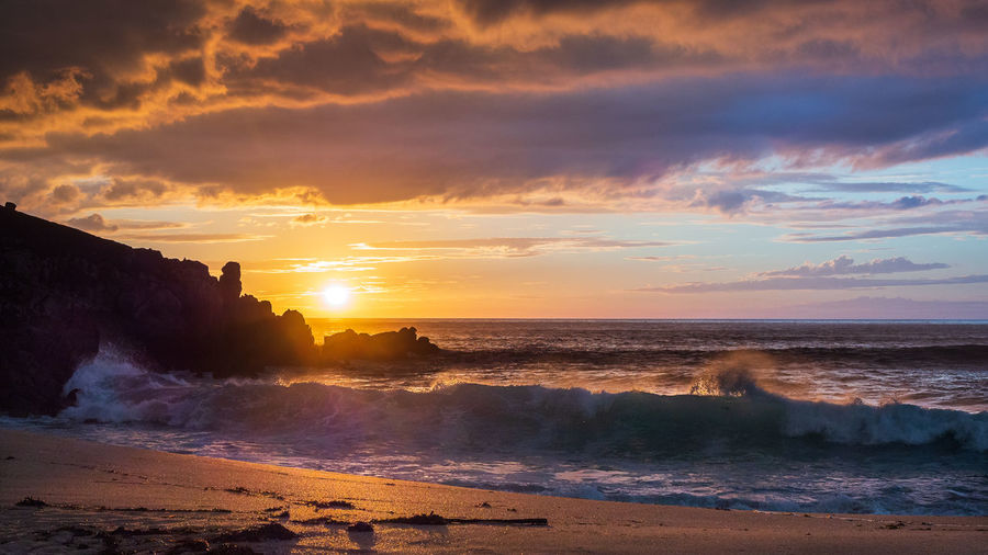 Scenic view of sea against sky during sunset