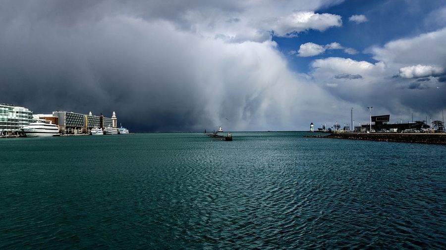 Navy pier in chicago as a storm quickly builds momentum as it moves in over lake michigan.