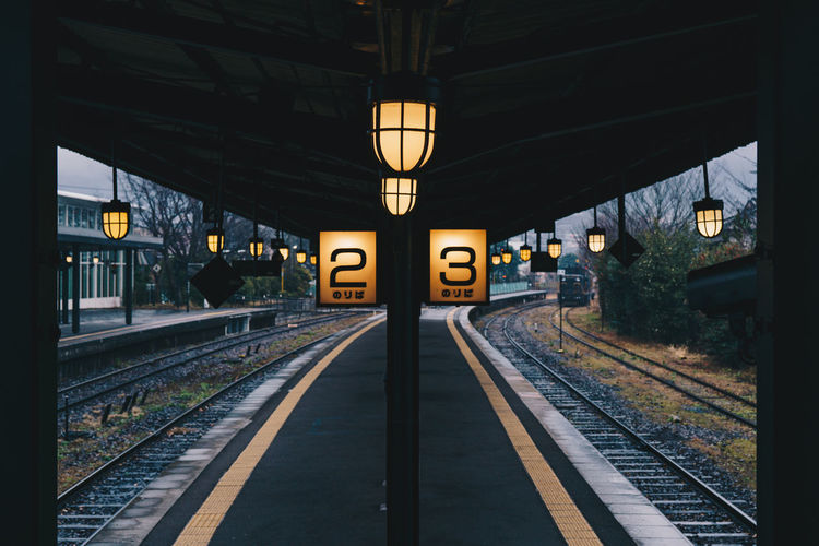Illuminated numbers at railroad station