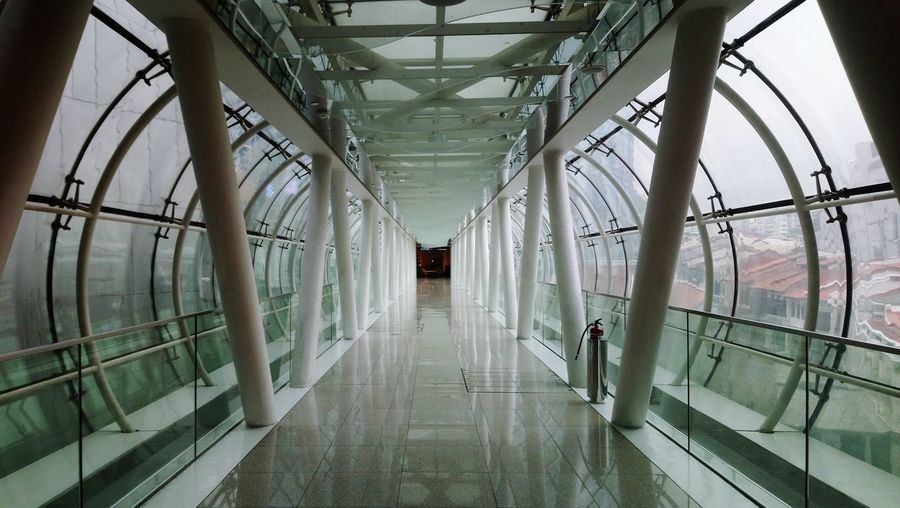 Interior of modern building walkway