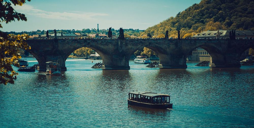 Bridge over river against sky