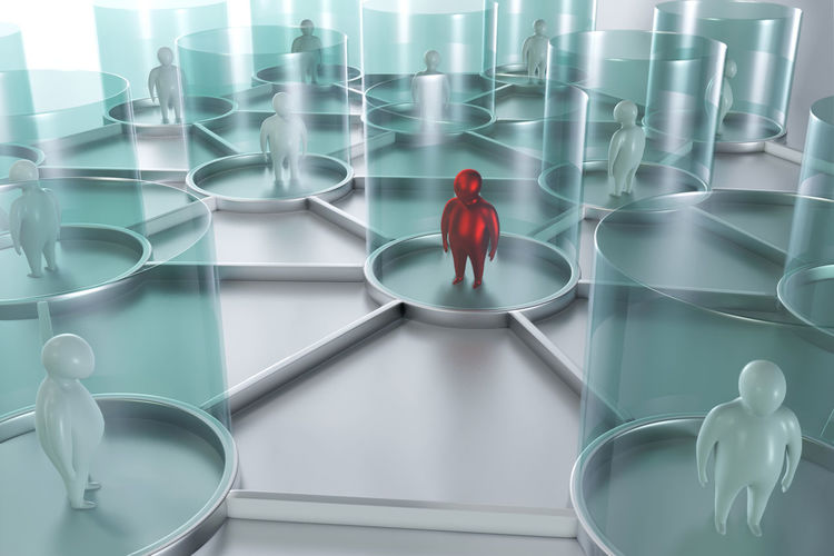 High angle view of man standing in glass
