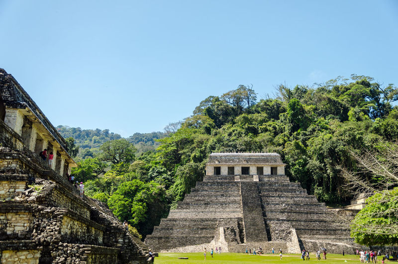 Facade of an old mysterious mayan temple