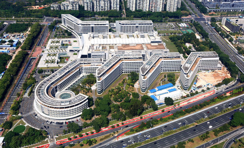 High angle view of city