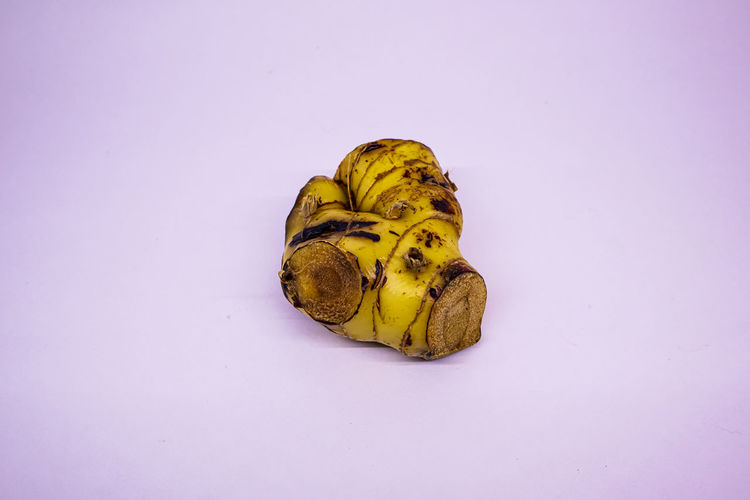 High angle view of bananas on white background
