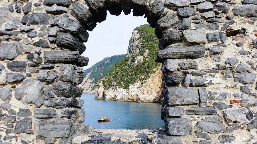 Scenic view of boat on sea