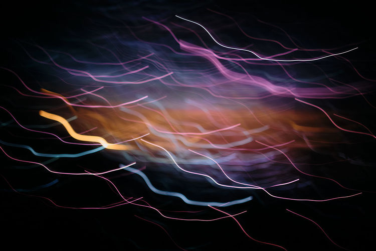 Close-up of light trails at night