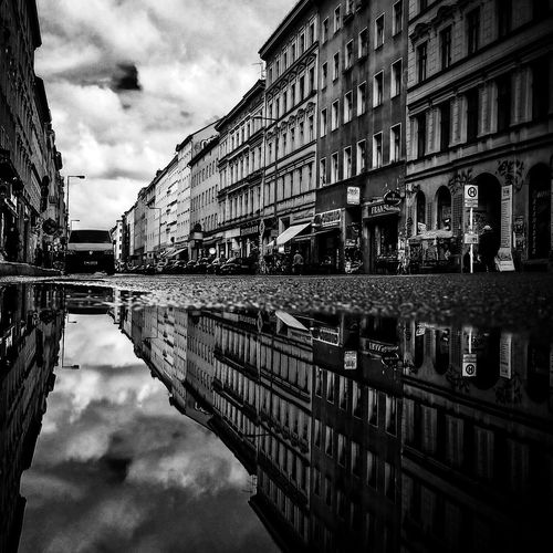 Reflection of buildings in water