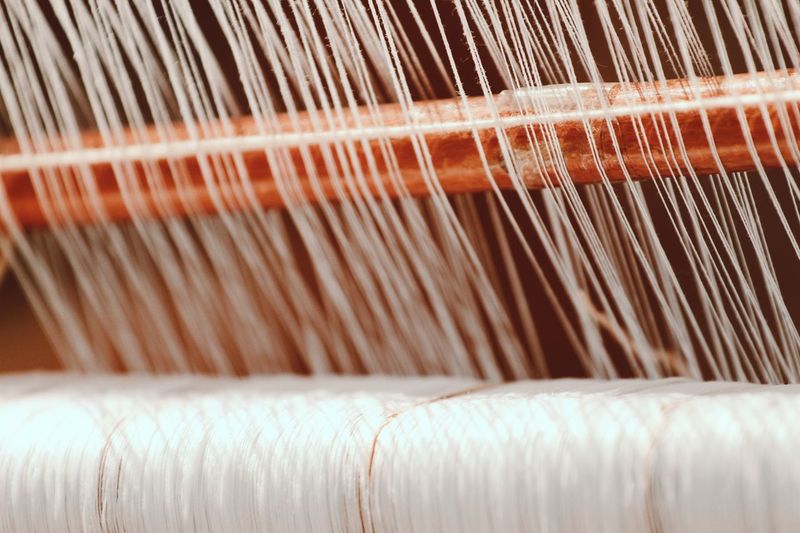 Close-up of loom