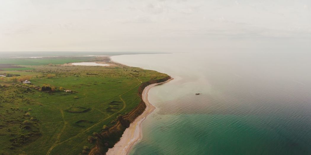 High angle view of beach against sky