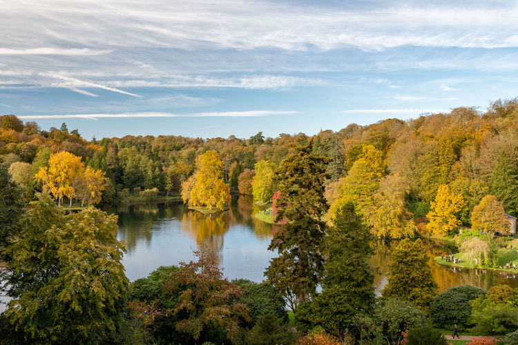 View of the autumn colours at stourhead gardens in wiltshire 