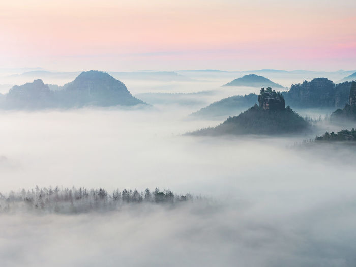 Fabulous winterstein, also called hinteres raubschloss or raubstein. it is a sandstone massif, butte