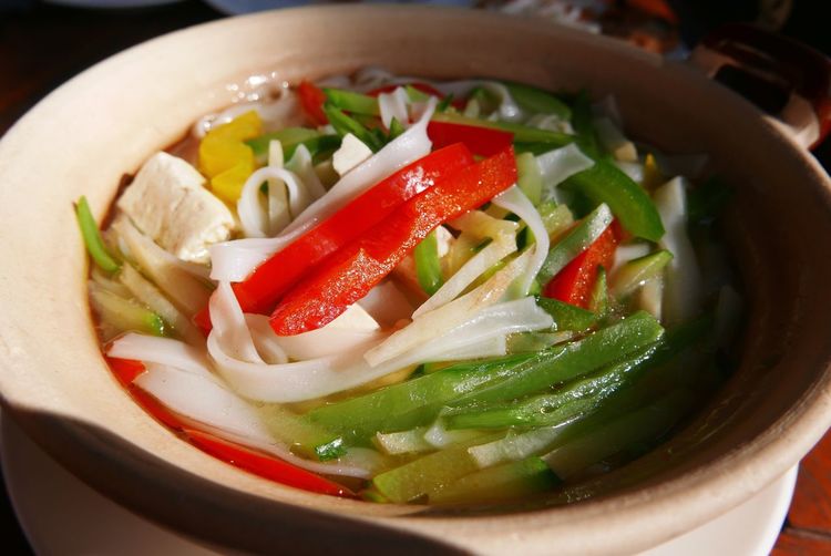 Close-up of vegetable soup in bowl