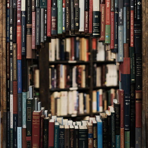 Full frame shot of books in library