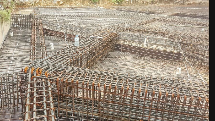 Full frame shot of metal railing at construction site