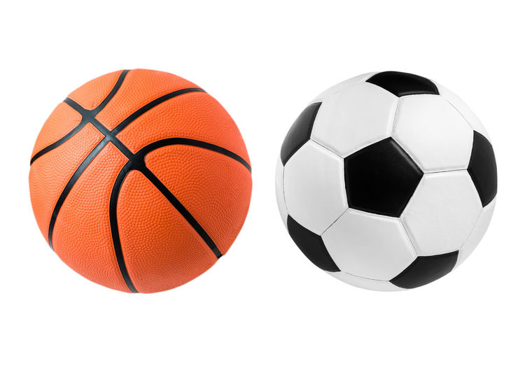 Low angle view of soccer ball against white background