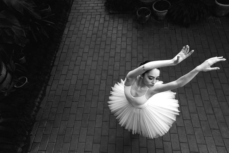 High angle view of ballerina