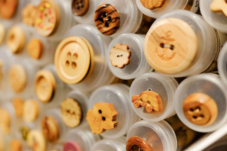 Close-up shop of buttons